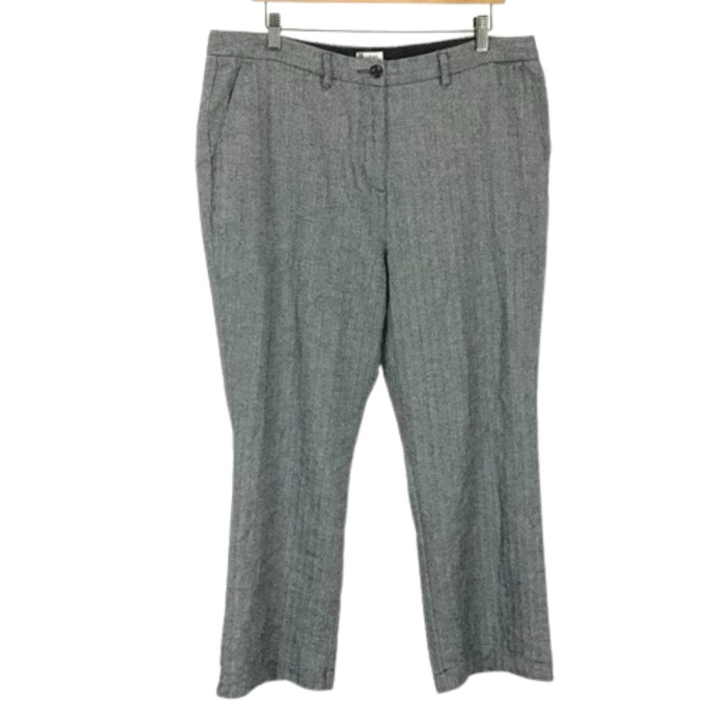 NWT Womens Petite Size 18 18P LL Bean Gray Wool Look Herringbone Trouser Pants